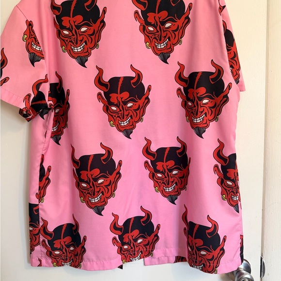Aelfric Eden Pink and Red Devil Print Shirt - Picture 3 of 4